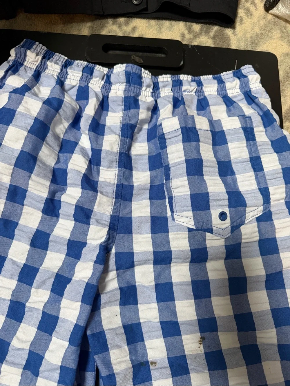Cat & Jack Blue and White Gingham Swim Trunks